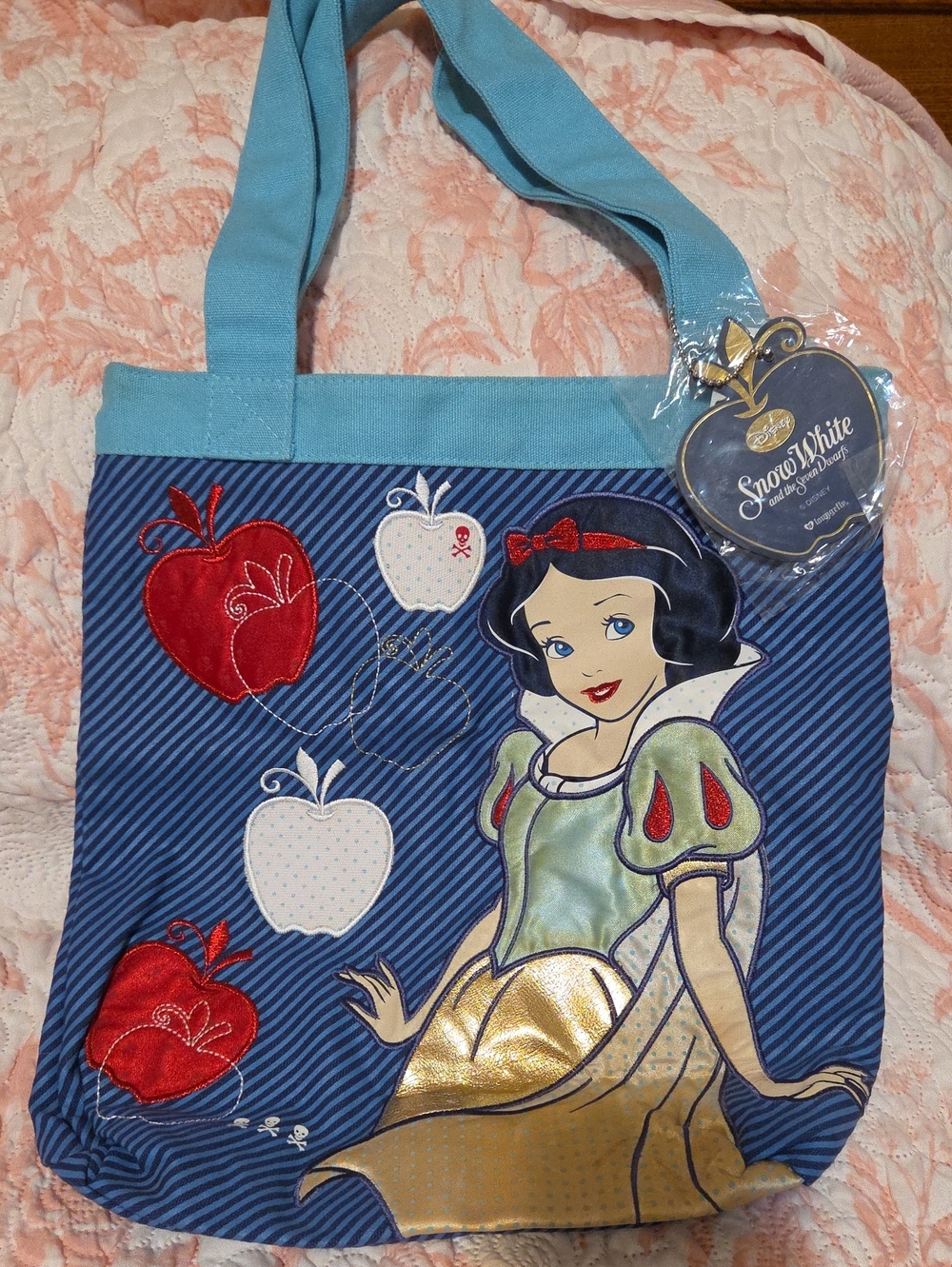 Disney Snow White Blue Tote Bag with Red & Gold Accents